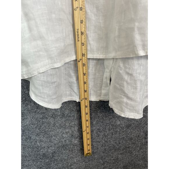 Tero Millennio 100% Linen Top White Women's Medium Boho, Lagon Look - Picture 5 of 13